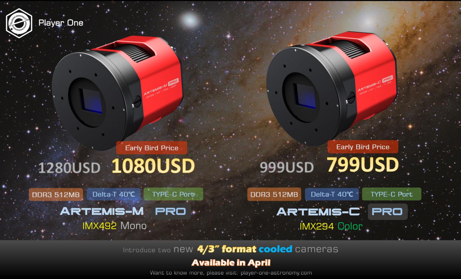 Player One Release Artemis M Pro And Artemis C Pro Imx Cameras