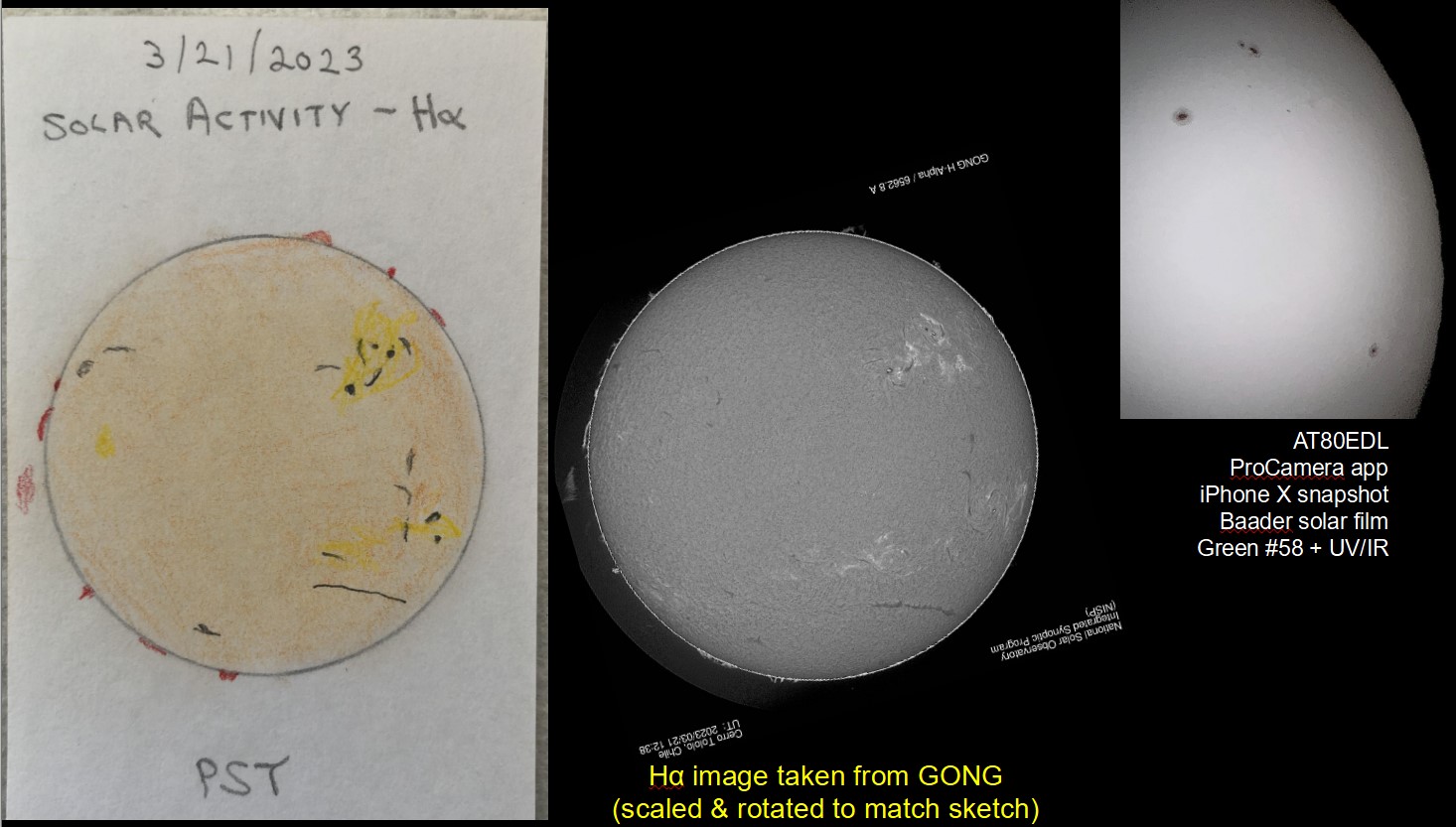 Ha WL Solar Observing Sketching 3 21 2023 Solar Observing And