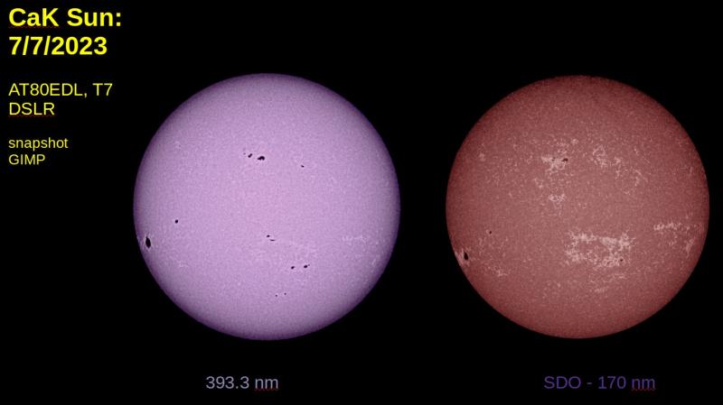 Sun In Ha WL CaK 7 7 2023 Solar Observing And Imaging Cloudy Nights