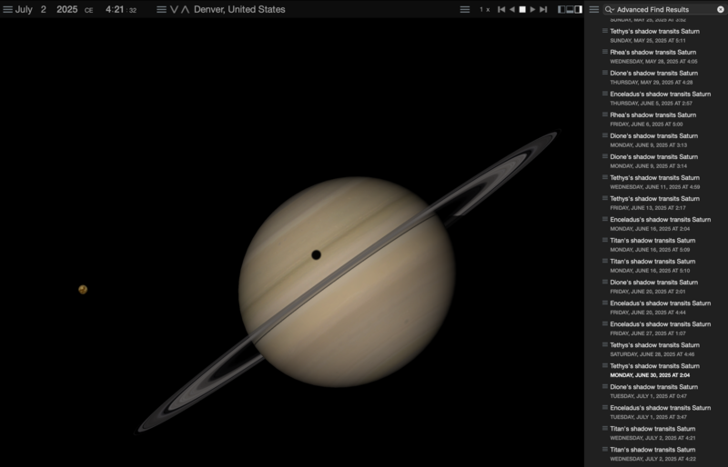 Titan Transit Denver, July 2nd 2025 Saturnian Moon Transits Photo