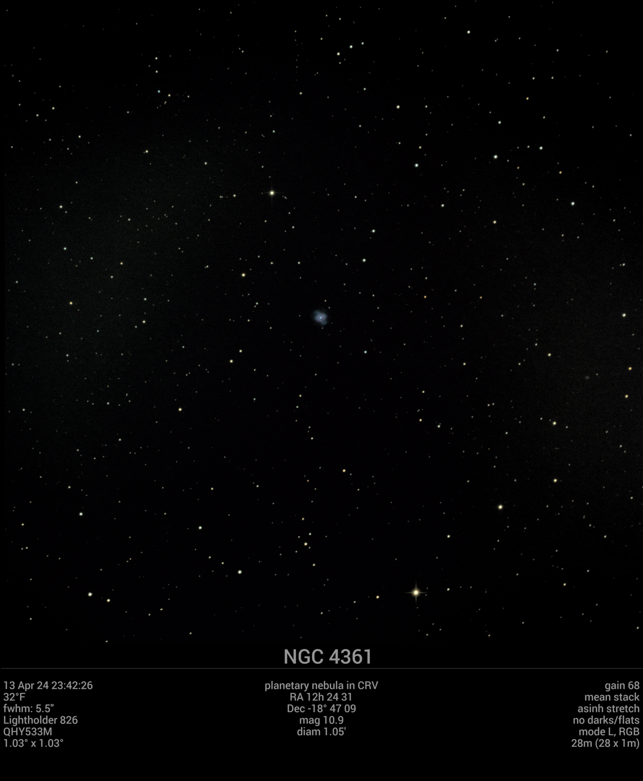 NGC 4361 13Apr24 23 42 26 EAA 2024 Photo Gallery Cloudy Nights