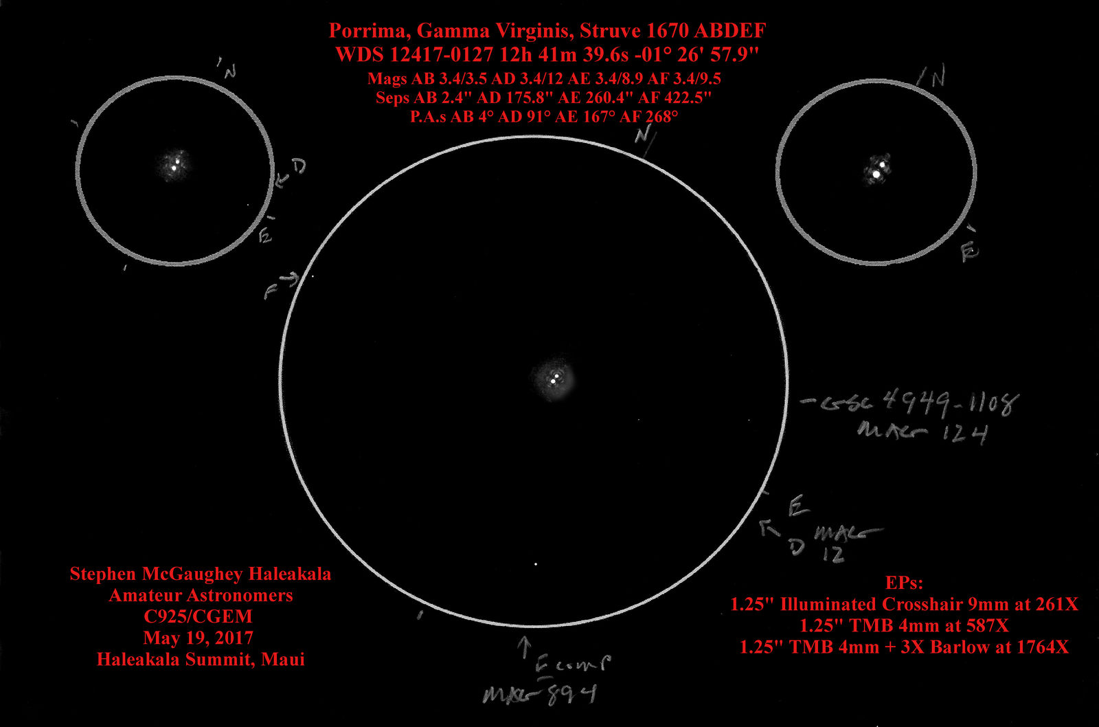 Porrima in Virgo - Sketches of Double Stars - Photo Gallery - Cloudy Nights