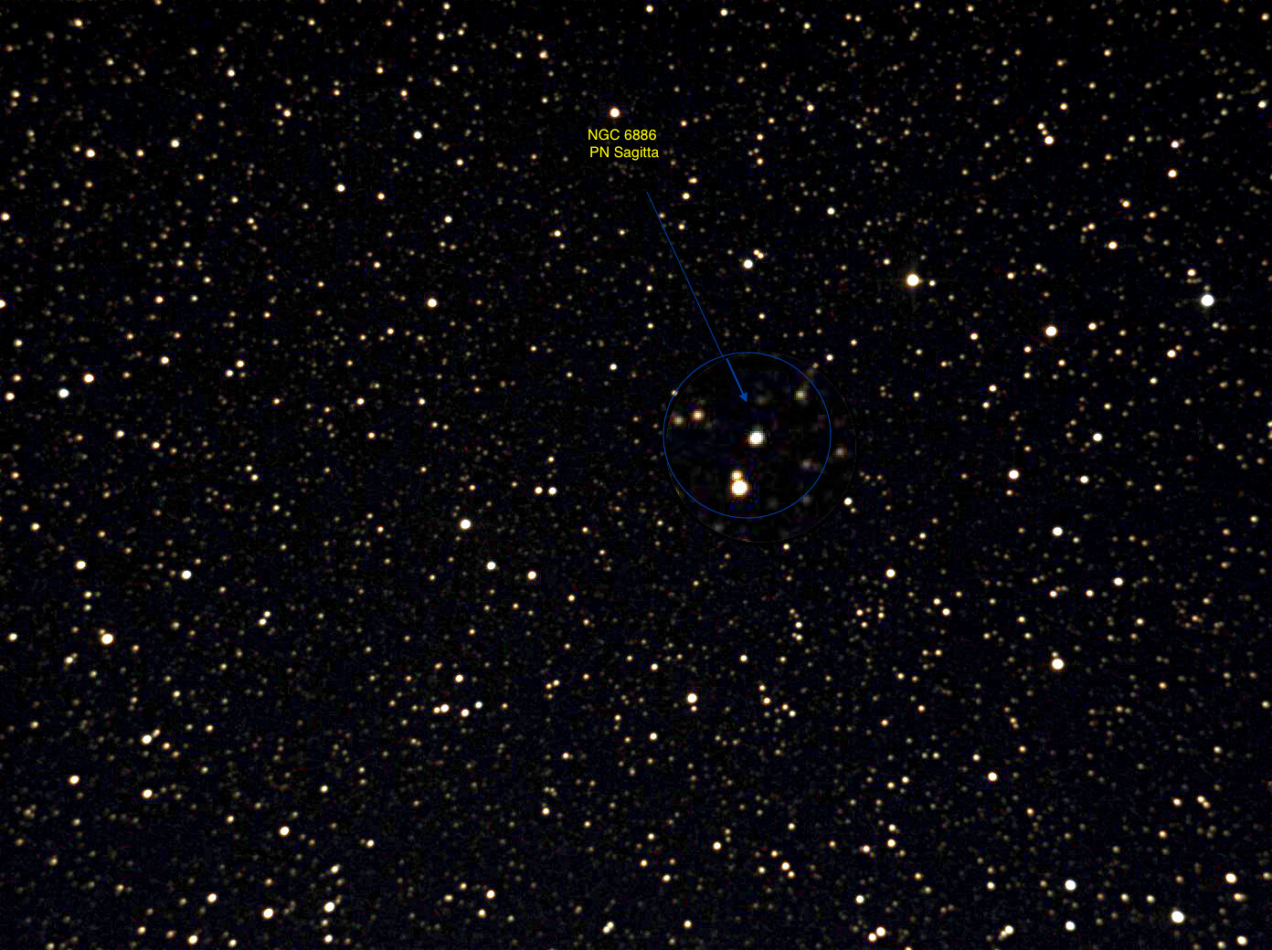 NGC 6886 PN SAGITTA 10X10 S2,8 46º M0 SKW INFI GIMP - SW reflector f/4 ...