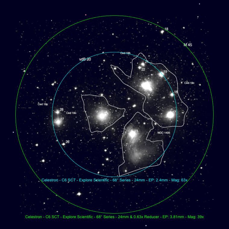 Understanding FOV - How can I see all of Pleiades with Celestron 6se ...