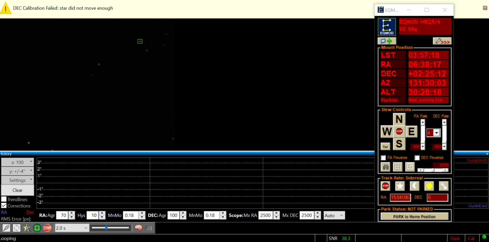 phd guiding dec calibration failed