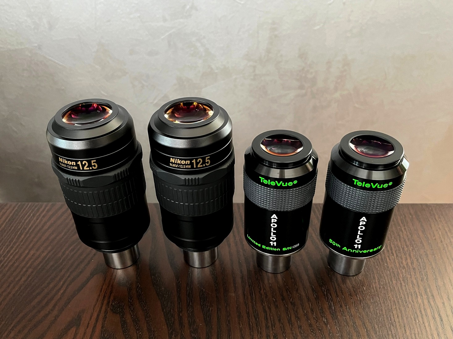 Nikon 12.5mm HW and TeleVue Apollo 11mm eyepieces in binoviewers