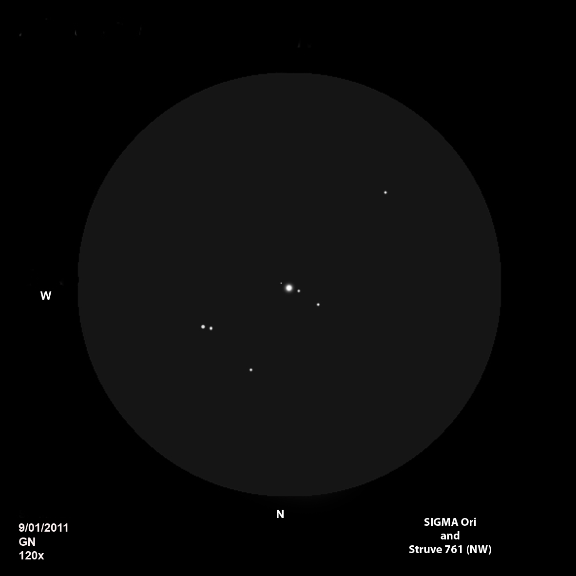 Sigma Ori And Struve 761 Sketching Cloudy Nights