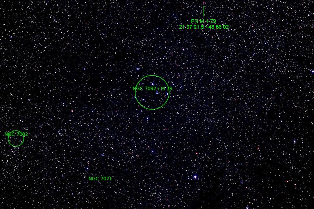 Messier 39, M39 (NGC 7092), NGC7082, NGC7071, PN M 1-79, Cygnus ...
