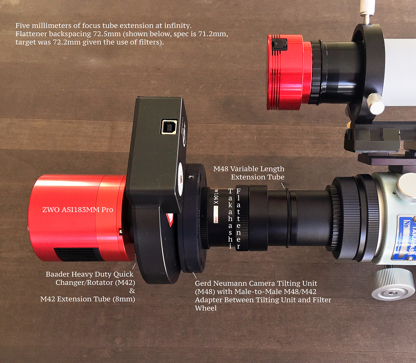 ZWO M48 to M48 Extender / Spacer Ring with 16.5mm Extension