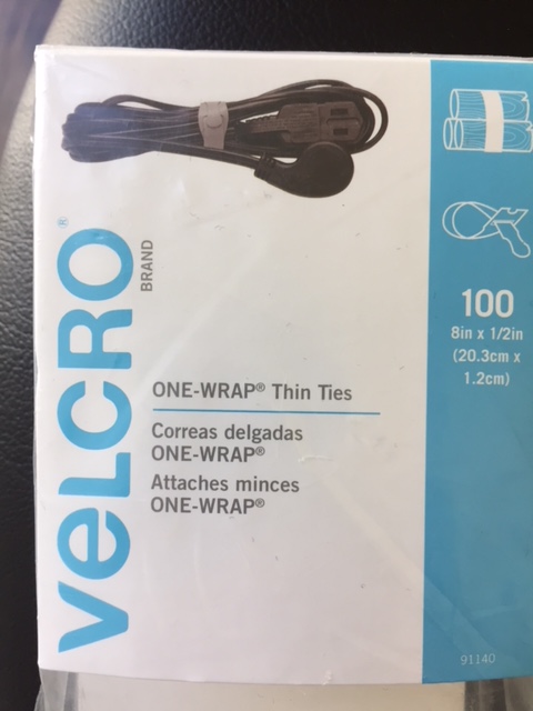 Velcro Brand ONE-WRAP Thin Ties 8in x 1/2in Ties, Gray & Black - 50