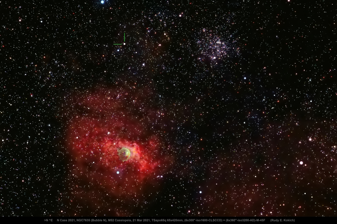 Nova Cas 2021, Bubble Nebula, M52, Cassiopeia - Experienced Deep