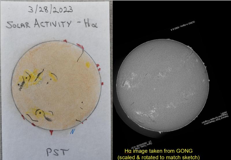 Ha/WL Solar Observing/sketching/imaging - 3/28/2023 - Solar Observing ...