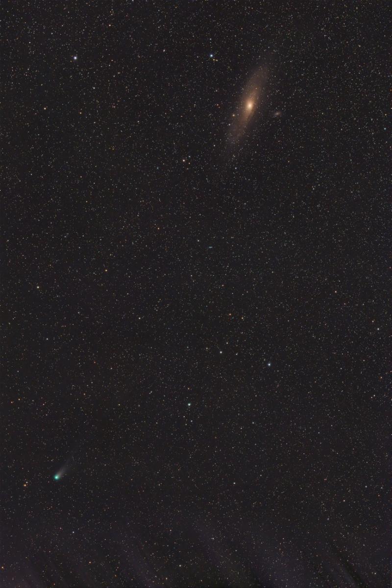 Comet 12P/PonsBrooks with The Andromeda Galaxy 3/8/2024 Comet