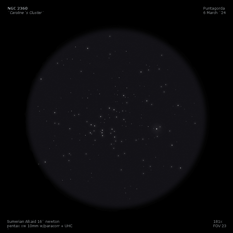 Two Winter OC's: M46 (+PN) & NGC 2360 (Caroline's Cluster) - Sketching ...