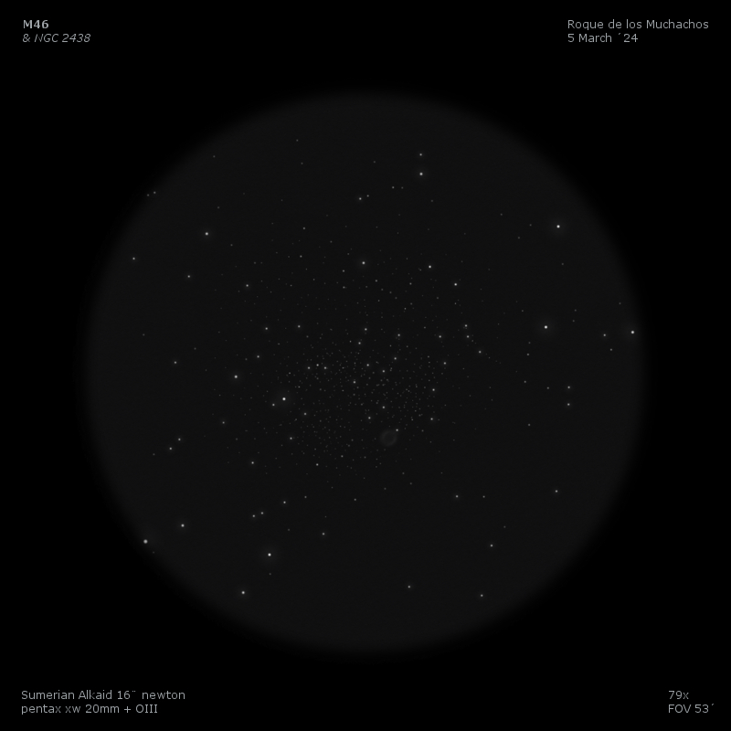 Two Winter OC's: M46 (+PN) & NGC 2360 (Caroline's Cluster) - Sketching ...