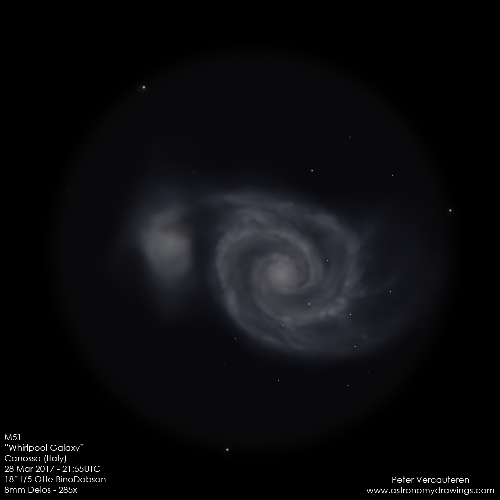 M51 At Last - Sketching - Cloudy Nights