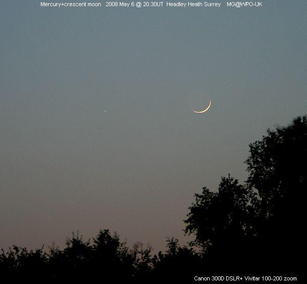 Mercury + crescent moon tonight [May 6] Solar System Observing