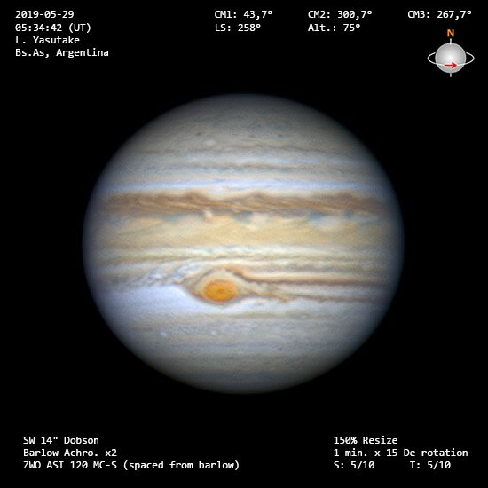 Jupiter with GRS & Saturn - 29/05 SW 14