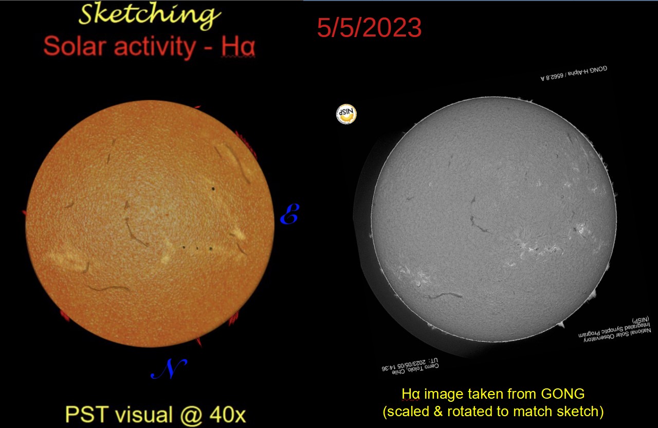 Ha/WL Solar Observing/sketching/imaging - 5/5/2023 - Solar Observing ...