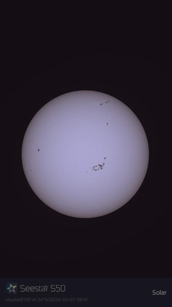 May 7, 2024 Sun In White Light   Seestar - Solar Observing And Imaging 