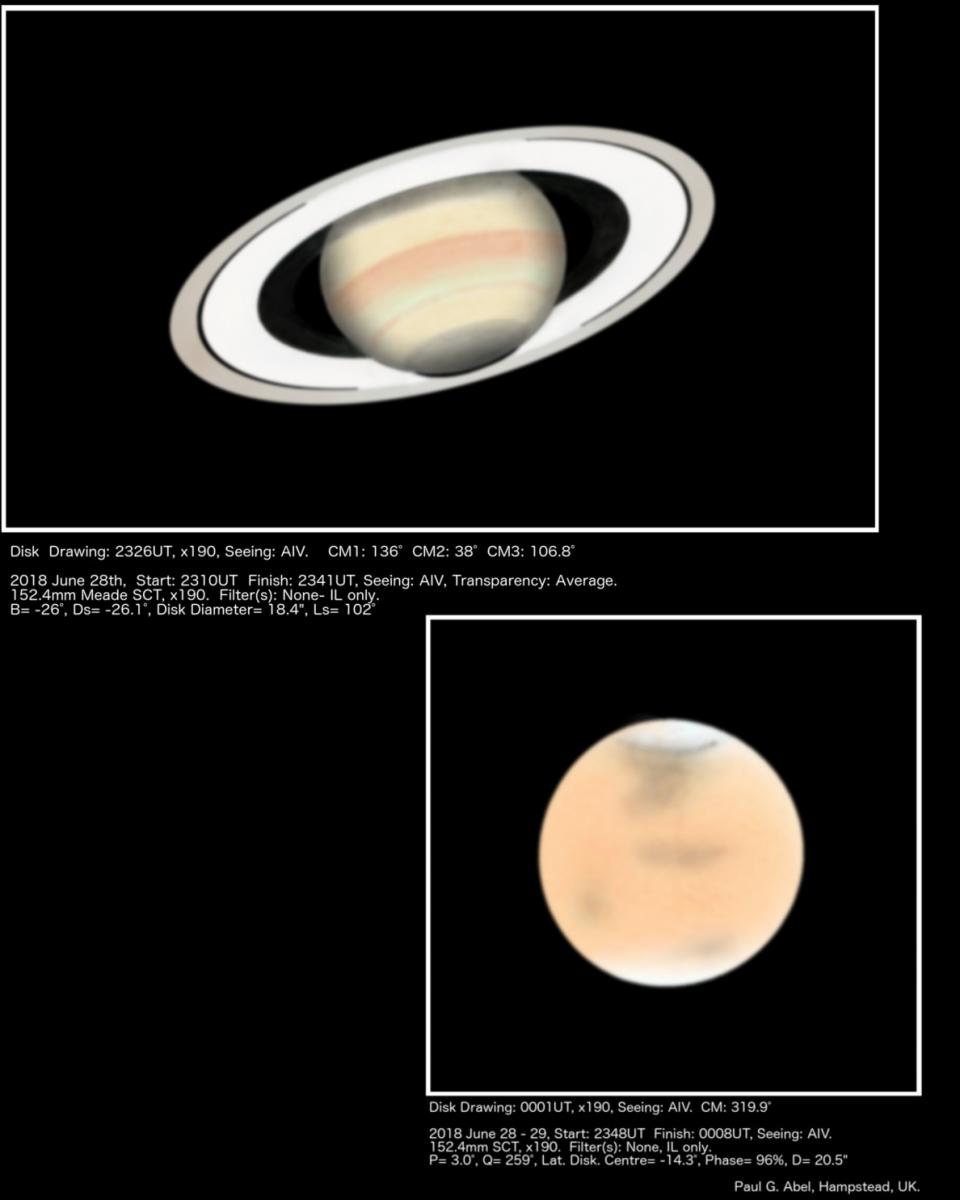 Some Recent Mars and Saturn - Sketching - Cloudy Nights