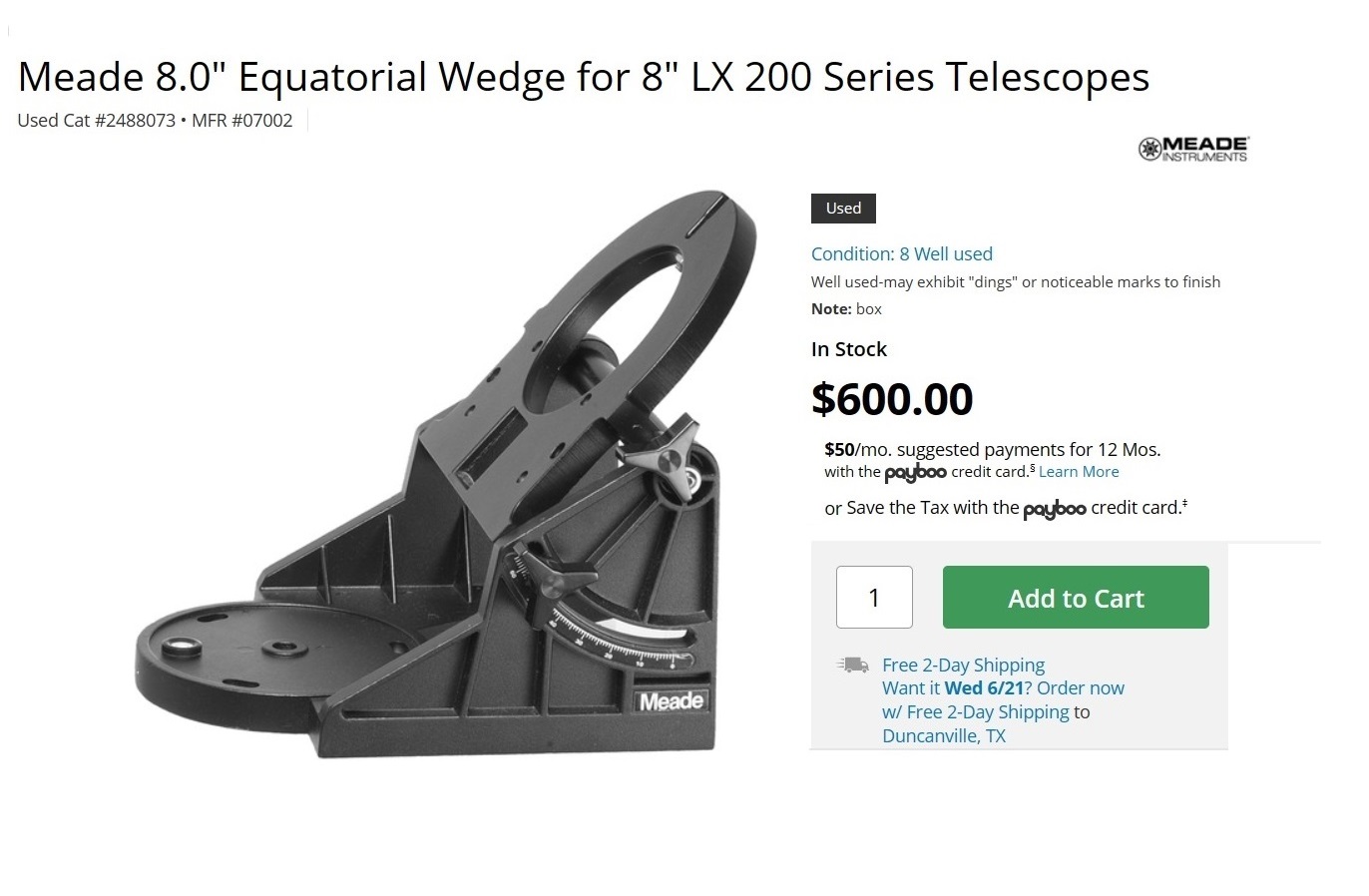 Meade equatorial hot sale wedge