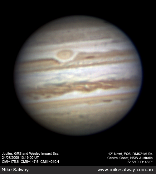 Jupiter, GRS, and Wesley Impact Scar - 24th July - Major & Minor ...