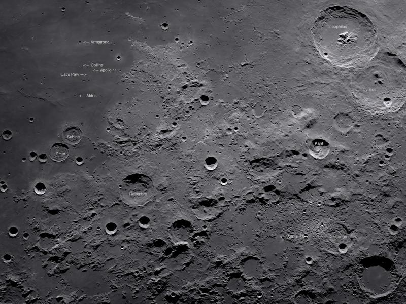 Good Times to Image the Apollo 11 Site and a Location Map - Major ...