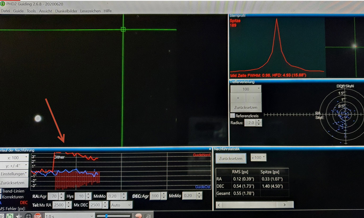 phd guiding dec calibration failed