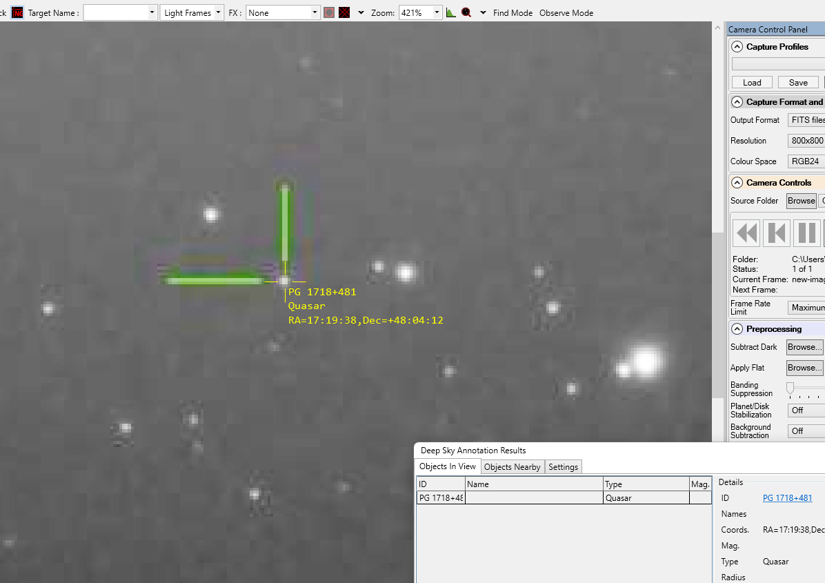 Viewing Quasars & finding them in an image - Electronically Assisted ...