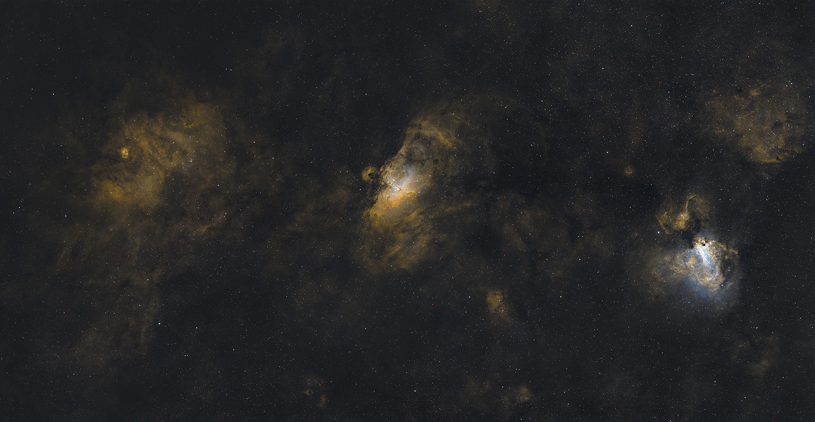 Bortle 8 - Sh2-54, M16, M17. 1x3 mosaic. FRA400. - Experienced Deep Sky ...