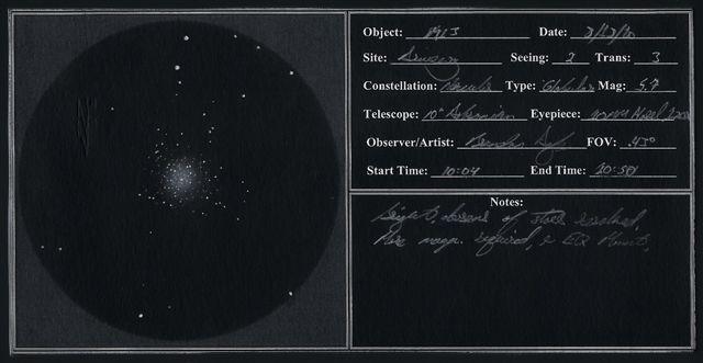 M13 - A Highly Observed Object - Sketching - Cloudy Nights