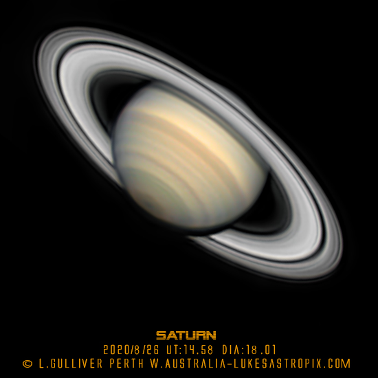 Saturn 26 Aug Perth W.A. Major & Minor Imaging Cloudy Nights