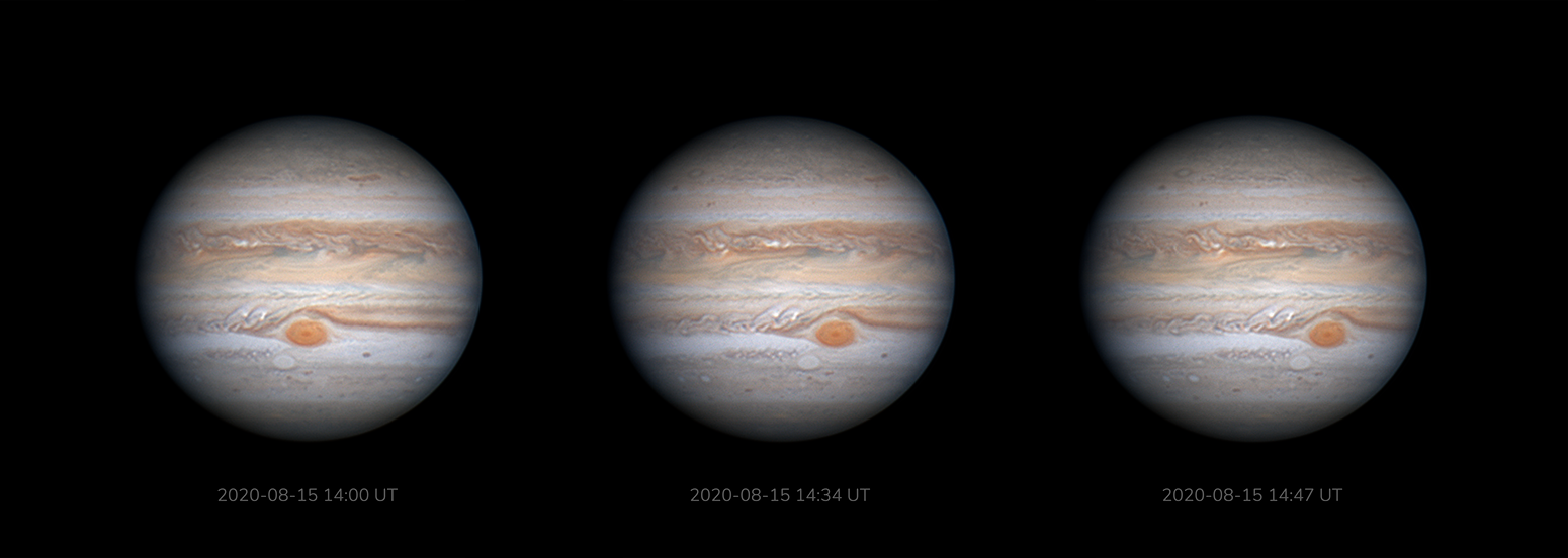 Jupiter 2020-08-15: Oval BA approaching the GRS with 7 day comparison ...