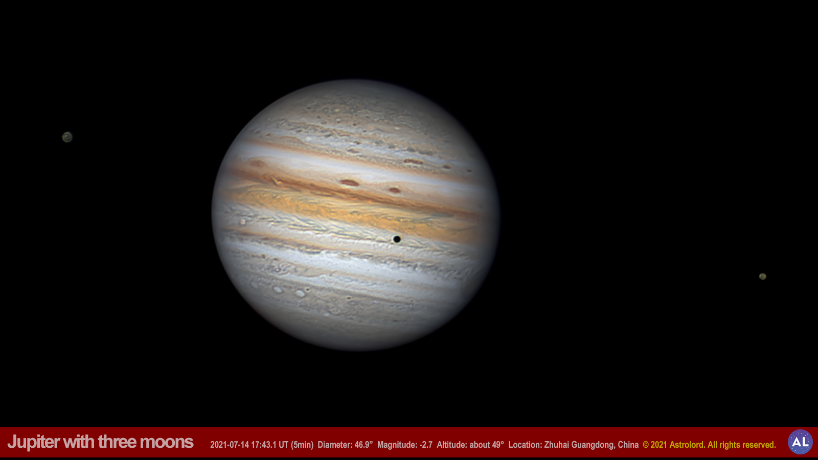 Jupiter with three moons, July 14, 2021 - Major & Minor Planetary ...