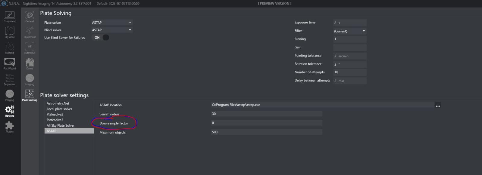 NINA ASTAP Warning - increase downsampling! - Beginning Deep Sky ...