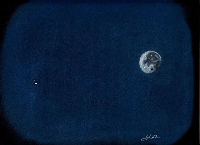 Gibbous Moon And Jupiter Conjunction Sketching Cloudy Nights 6861