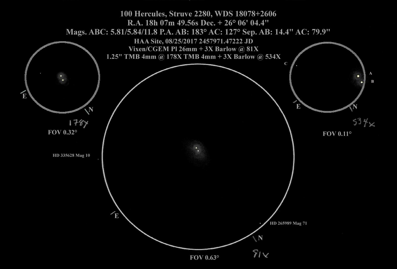 100 Hercules - A Triple With a Little Color - Double Star Observing ...