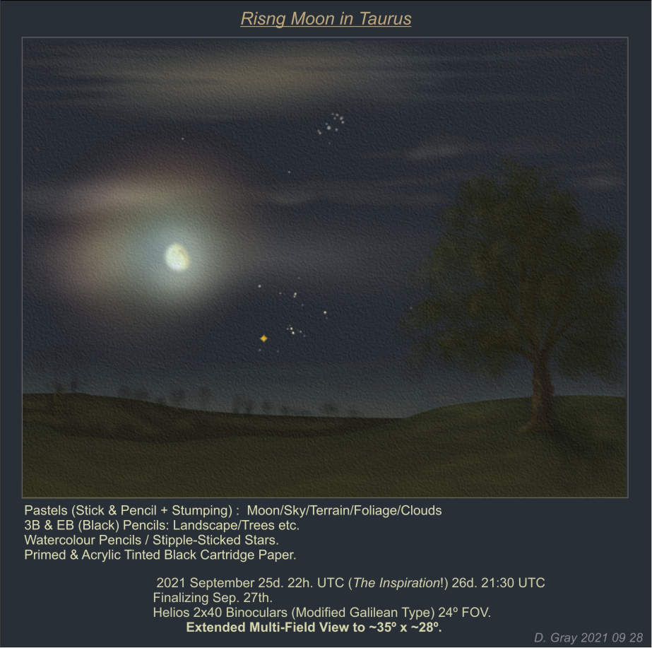 Moonrise in Taurus 2x40 Binos Sketching Cloudy Nights