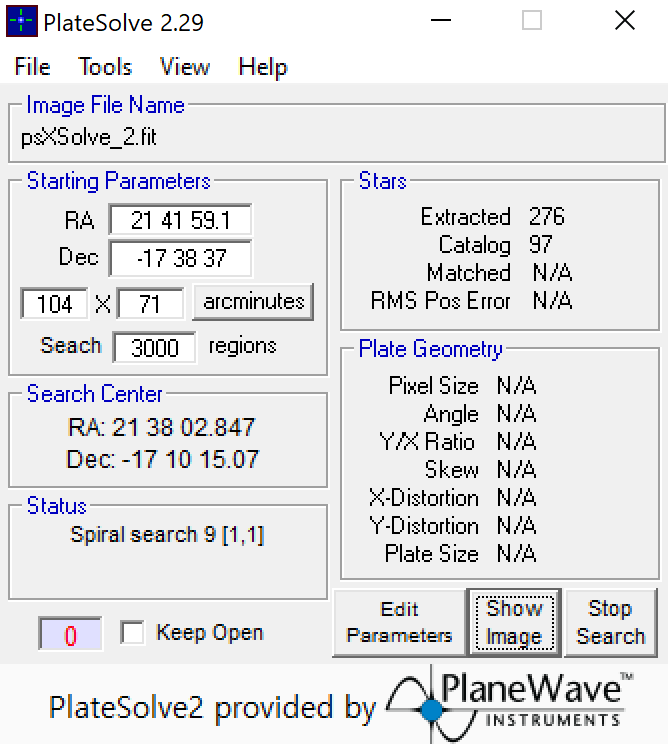 Plate solve fail every time Experienced Deep Sky Imaging