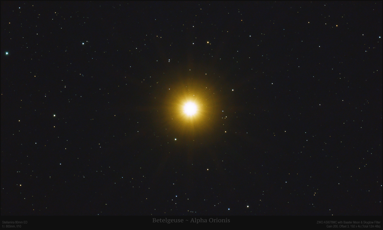 Betelgeuse with a Stellamira 80mm ED and ASI678MC - Beginning Deep 