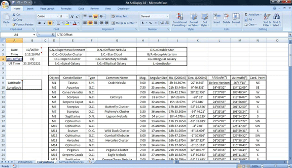 Looking for some input on homemade spreadsheet. - Astronomy Software ...