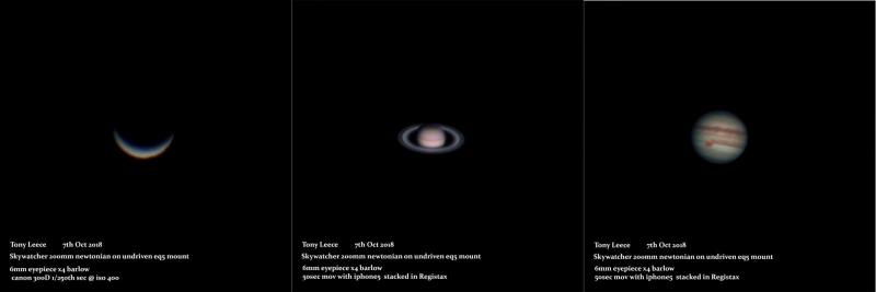 Venus, Mars and Saturn 7 oct - Beginning Deep Sky Imaging - Cloudy 