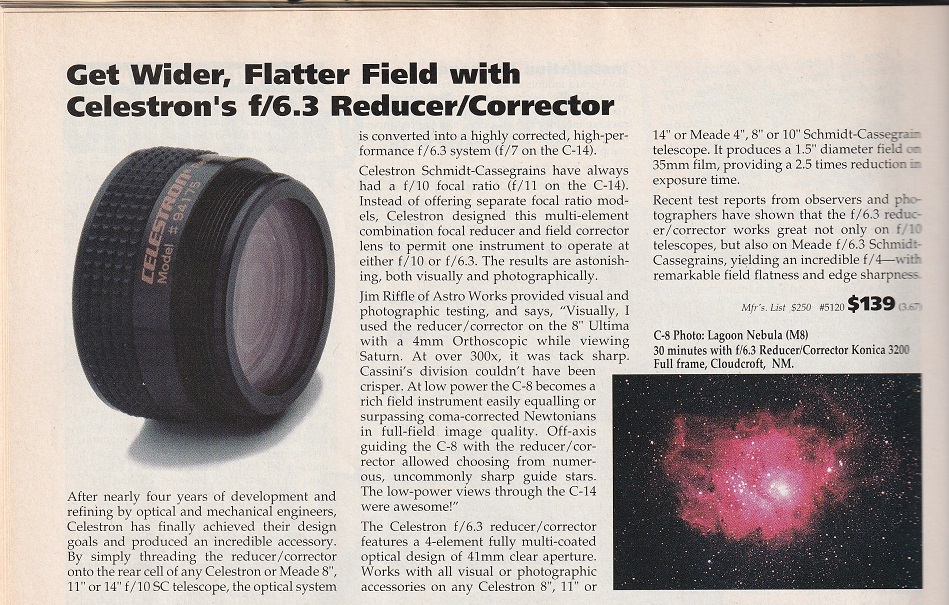 Celestron f/6.3 Reducer Corrector 94175 セレストロンのF/ Cシリーズ
