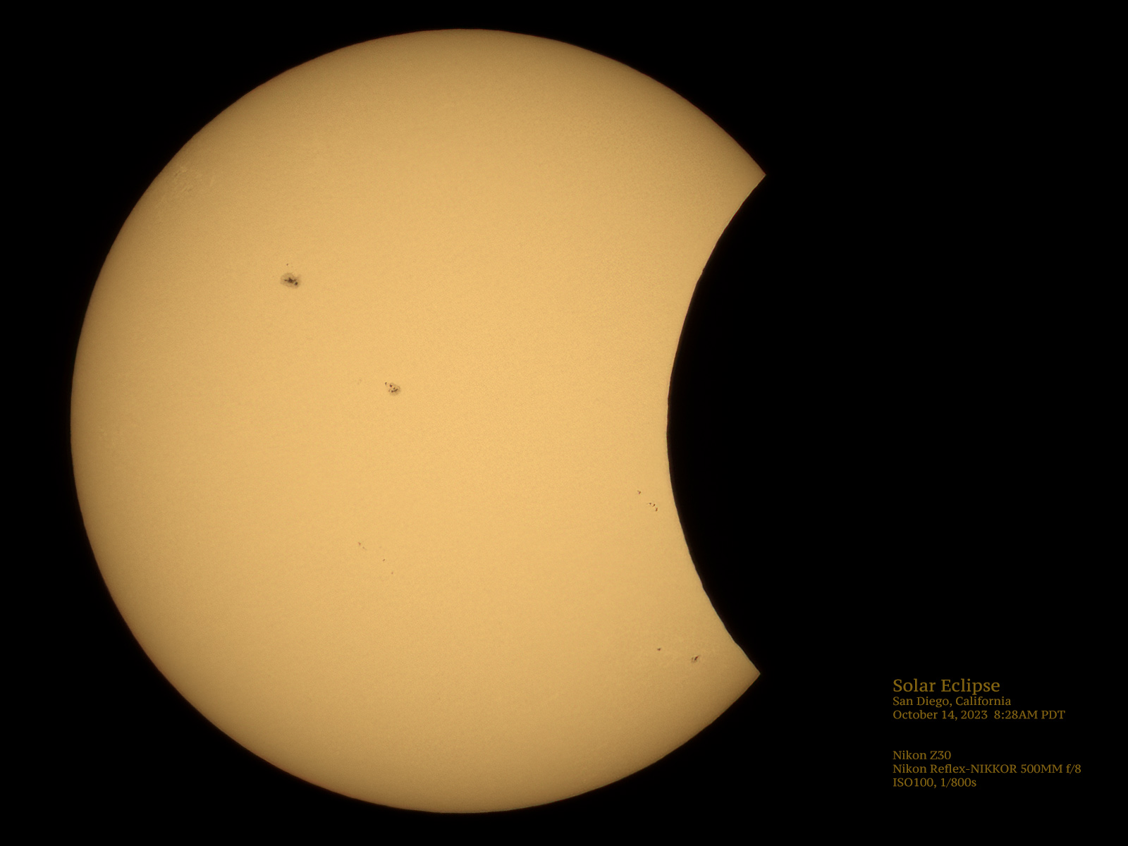 October 14 Solar Eclipse Maximum From San Diego, CA (with New Images