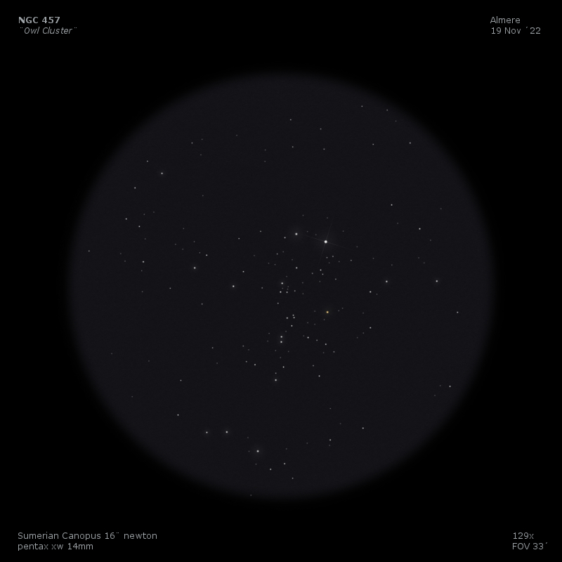 NGC 457; the Owl Cluster - Sketching - Cloudy Nights