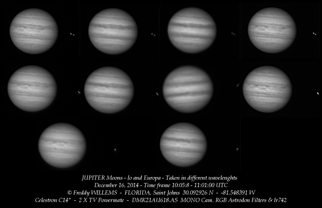 JUPITER And MOONS - Io & Europa Conjunction 12/16/2014 - Major & Minor ...