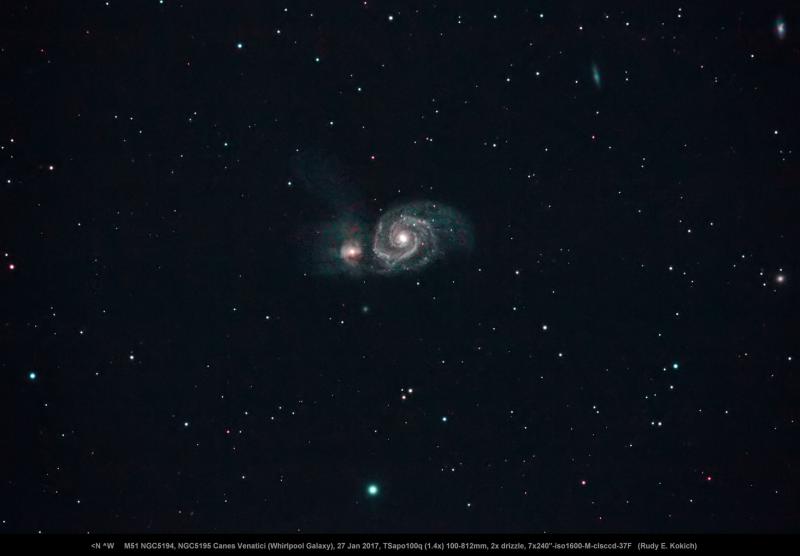 Messier 51 M51 M51A NGC 5194, M51B NGC 5195 Canes Venatici (Whirlpool ...