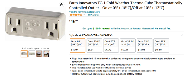 Thermo-Cube Temperature Controlled Outlet Adapter - Auto On/Off